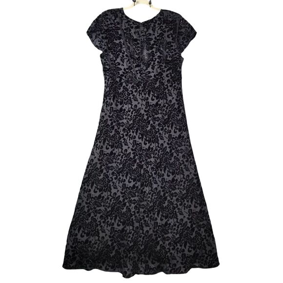 JM COLLECTION Black Burnout Velvet Babydoll Whimisigoth Long Maxi Dress SIZE 14 - Picture 2 of 13